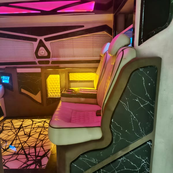 VIP minibüs koltuk ve tavan aydınlatma detayı