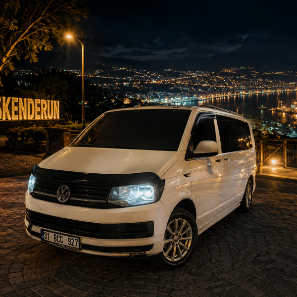 İskenderun kalp tabelası önünde VIP transfer aracı